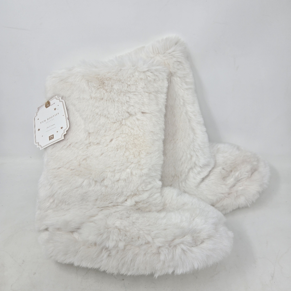 PB Kids‎ Polar Bear Slippers Faux Fur White Furry Boot Pottery Barn NWT Small